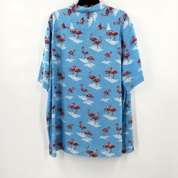 NEW Caribbean Roundtree & Yorke Hawaiian Shirt Men's Size XL Tropical Flamingos - Picture 5 of 7